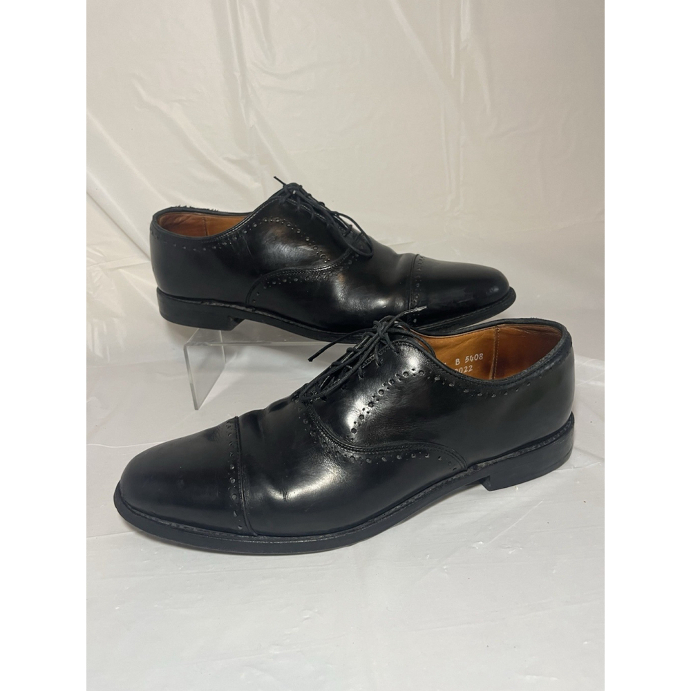 Allen Edmonds 9.5 B Mens Dress Shoes Hale Black Leather Brocade Oxfords ($425) - Picture 7 of 15